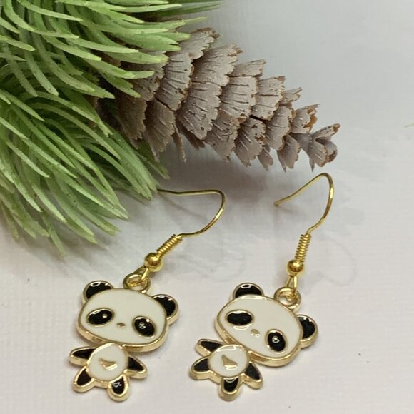 Panda Earring, Panda Bear Jewelry, Gift, Panda Jewelry, Silly Animal Earring - Picture 3 of 7